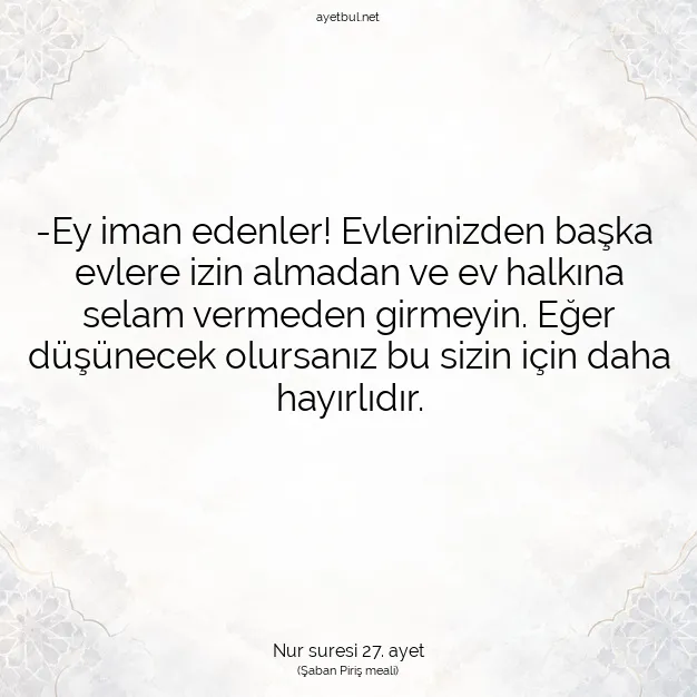 Ayetbul | Kuran Mealleri | Quran | Nur suresi 27. ayet