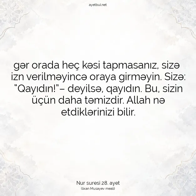 Ayetbul | Kuran Mealleri | Quran | Nur suresi 28. ayet