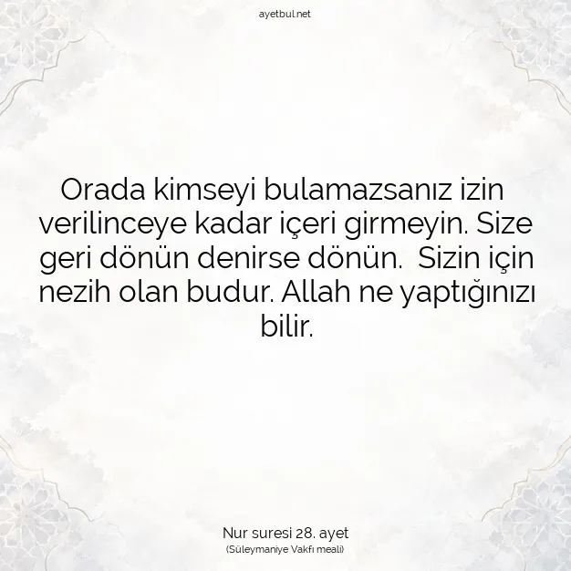 Ayetbul | Kuran Mealleri | Quran | Nur suresi 28. ayet