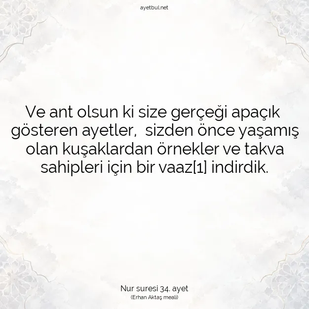 Ayetbul | Kuran Mealleri | Quran | Nur suresi 34. ayet