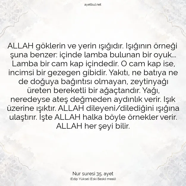 Ayetbul | Kuran Mealleri | Quran | Nur suresi 35. ayet