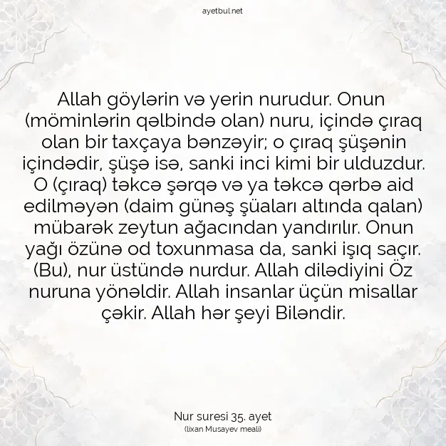 Ayetbul | Kuran Mealleri | Quran | Nur suresi 35. ayet