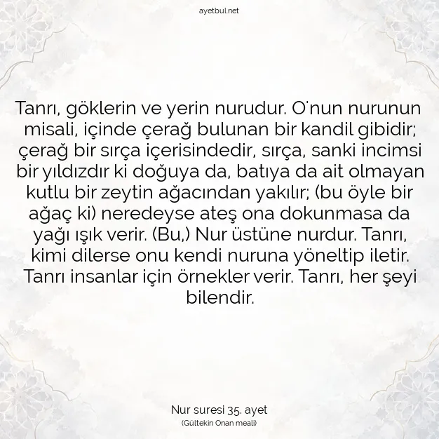 Ayetbul | Kuran Mealleri | Quran | Nur suresi 35. ayet