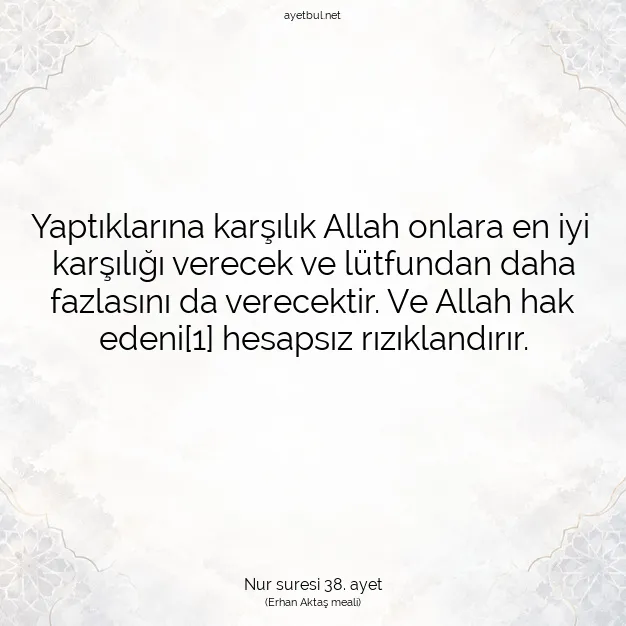Ayetbul | Kuran Mealleri | Quran | Nur suresi 38. ayet