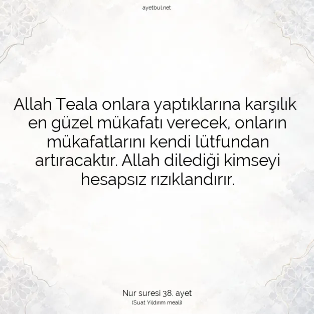 Ayetbul | Kuran Mealleri | Quran | Nur suresi 38. ayet