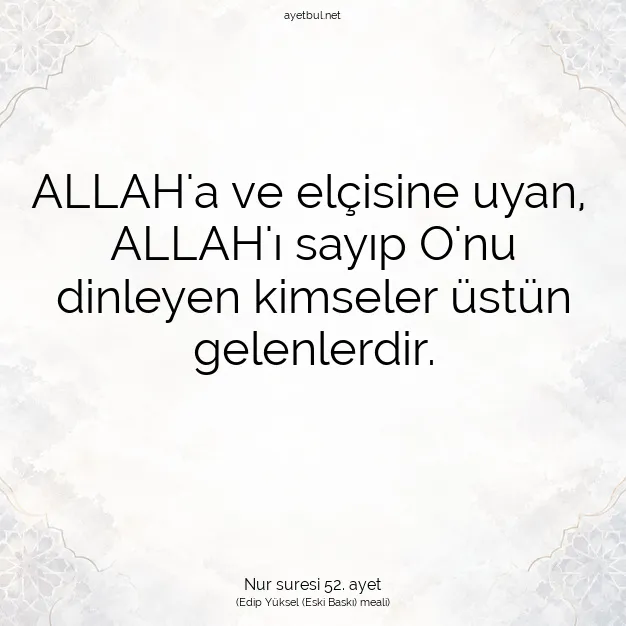Ayetbul | Kuran Mealleri | Quran | Nur suresi 52. ayet