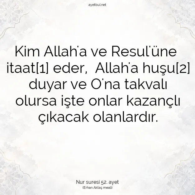 Ayetbul | Kuran Mealleri | Quran | Nur suresi 52. ayet