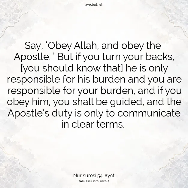 Ayetbul | Kuran Mealleri | Quran | Nur suresi 54. ayet