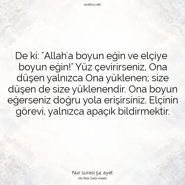 Ayetbul | Kuran Mealleri | Quran | Nur suresi 54. ayet