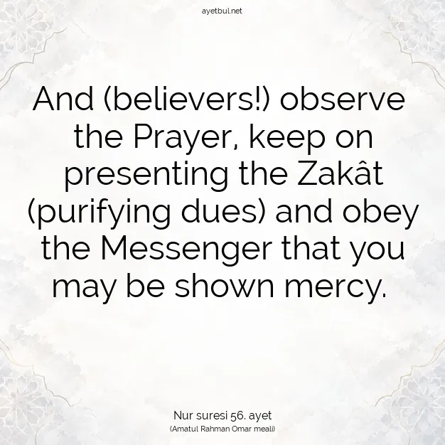 Ayetbul | Kuran Mealleri | Quran | Nur suresi 56. ayet