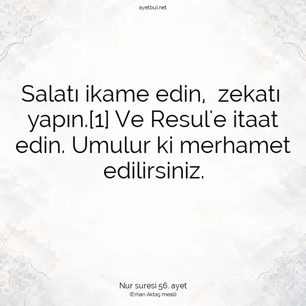 Ayetbul | Kuran Mealleri | Quran | Nur suresi 56. ayet