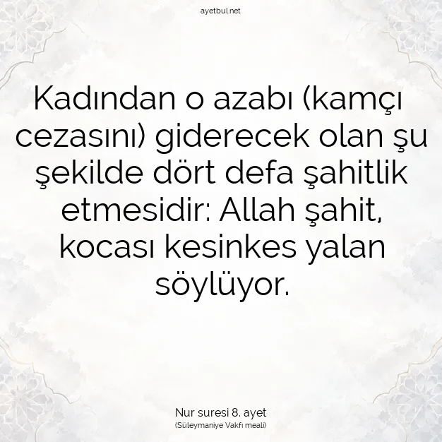 Ayetbul | Kuran Mealleri | Quran | Nur suresi 8. ayet