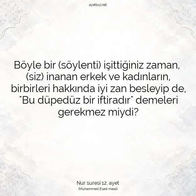 Ayetbul | Kuran Mealleri | Quran | Nur suresi 12. ayet