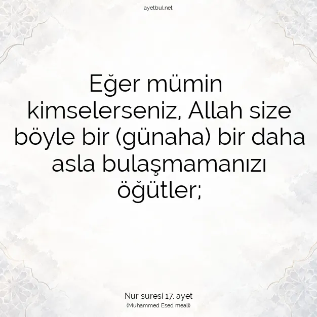 Ayetbul | Kuran Mealleri | Quran | Nur suresi 17. ayet