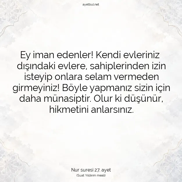 Ayetbul | Kuran Mealleri | Quran | Nur suresi 27. ayet