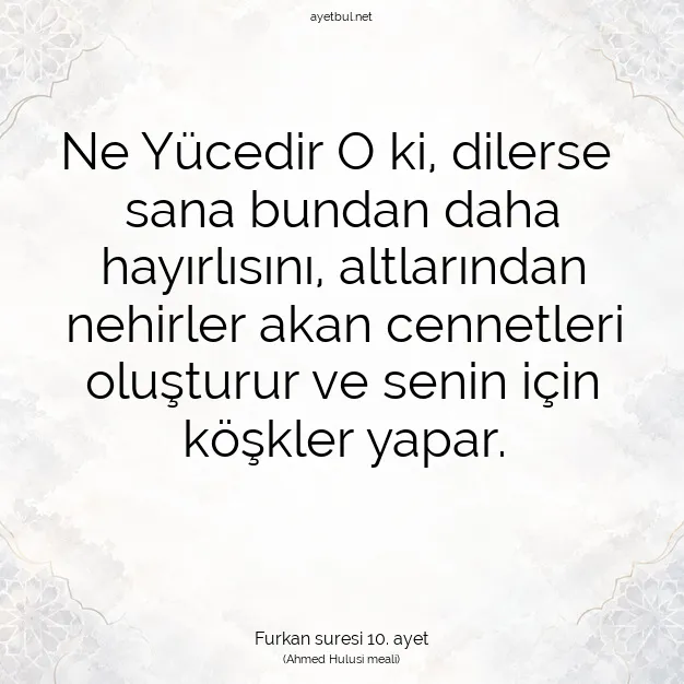 Ayetbul | Kuran Mealleri | Quran | Furkan suresi 10. ayet