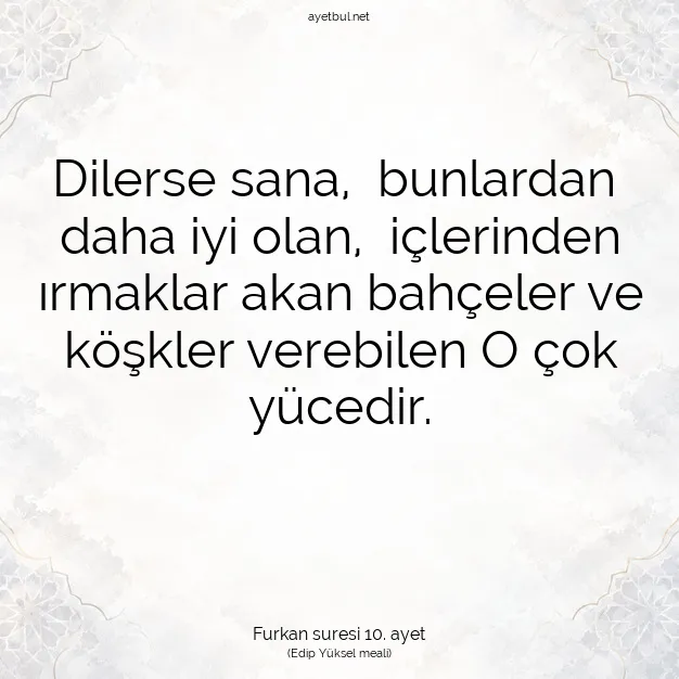 Ayetbul | Kuran Mealleri | Quran | Furkan suresi 10. ayet