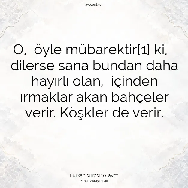 Ayetbul | Kuran Mealleri | Quran | Furkan suresi 10. ayet