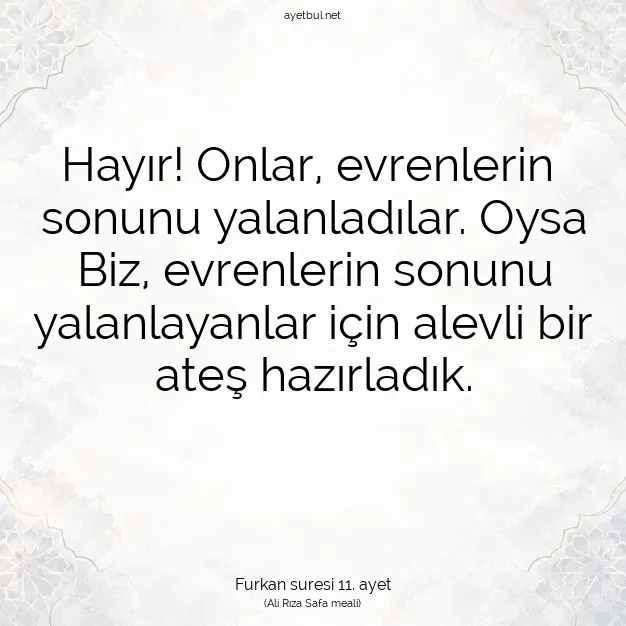 Ayetbul | Kuran Mealleri | Quran | Furkan suresi 11. ayet