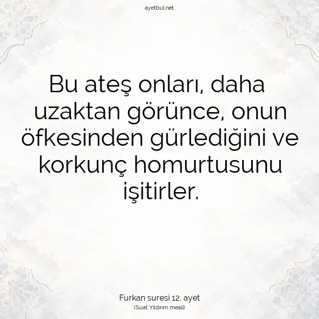 Ayetbul | Kuran Mealleri | Quran | Furkan suresi 12. ayet