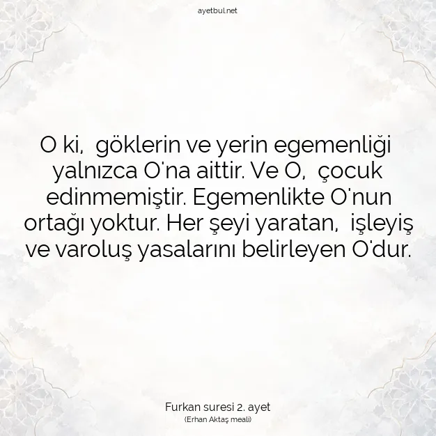 Ayetbul | Kuran Mealleri | Quran | Furkan suresi 2. ayet