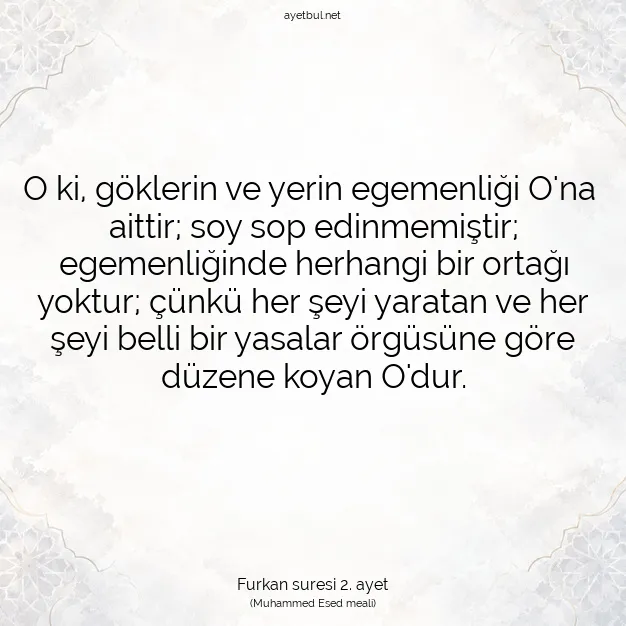 Ayetbul | Kuran Mealleri | Quran | Furkan suresi 2. ayet