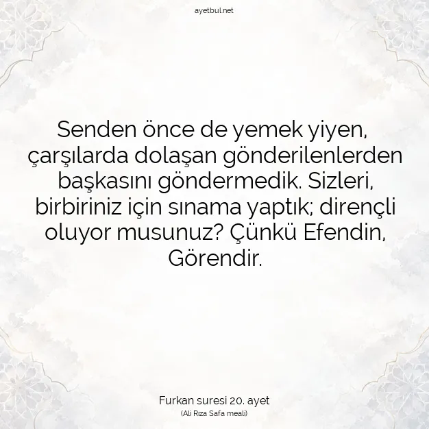 Ayetbul | Kuran Mealleri | Quran | Furkan suresi 20. ayet