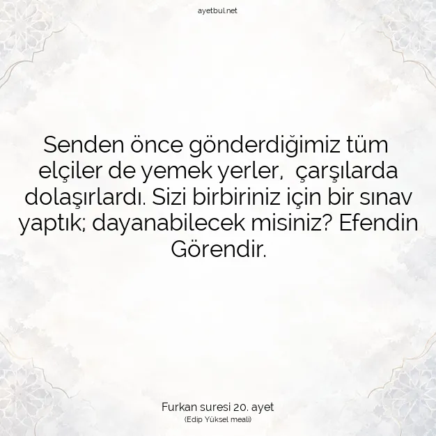 Ayetbul | Kuran Mealleri | Quran | Furkan suresi 20. ayet