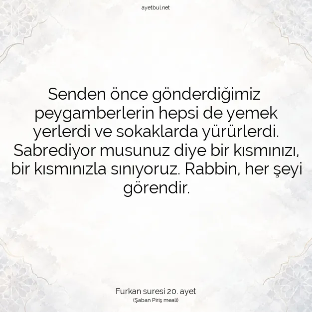 Ayetbul | Kuran Mealleri | Quran | Furkan suresi 20. ayet