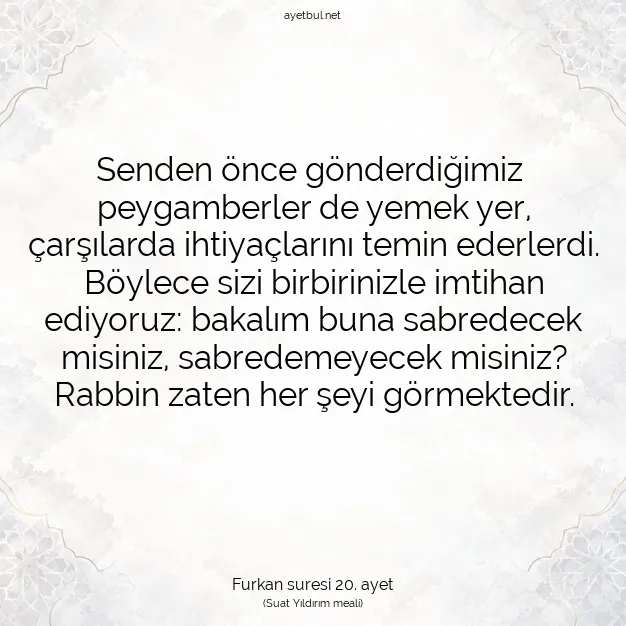 Ayetbul | Kuran Mealleri | Quran | Furkan suresi 20. ayet