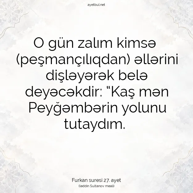 Ayetbul | Kuran Mealleri | Quran | Furkan suresi 27. ayet