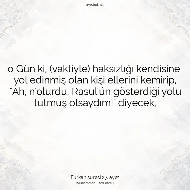 Ayetbul | Kuran Mealleri | Quran | Furkan suresi 27. ayet