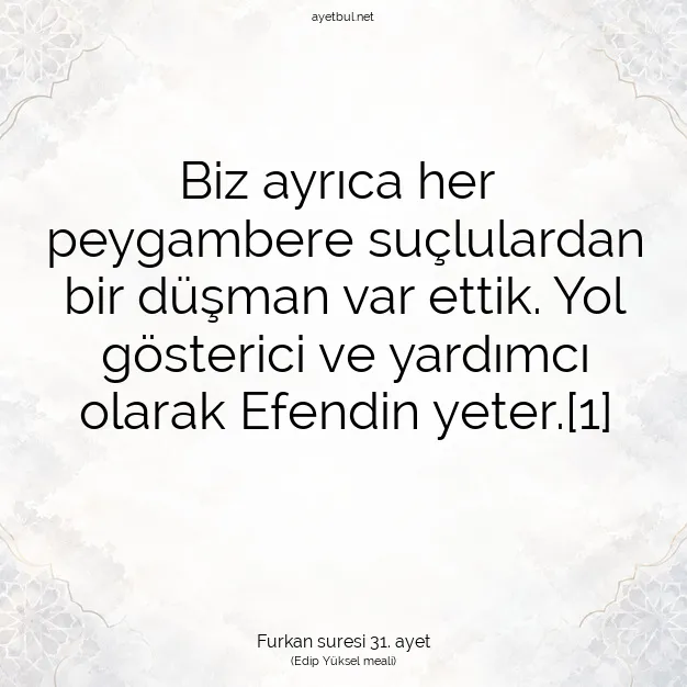 Ayetbul | Kuran Mealleri | Quran | Furkan suresi 31. ayet