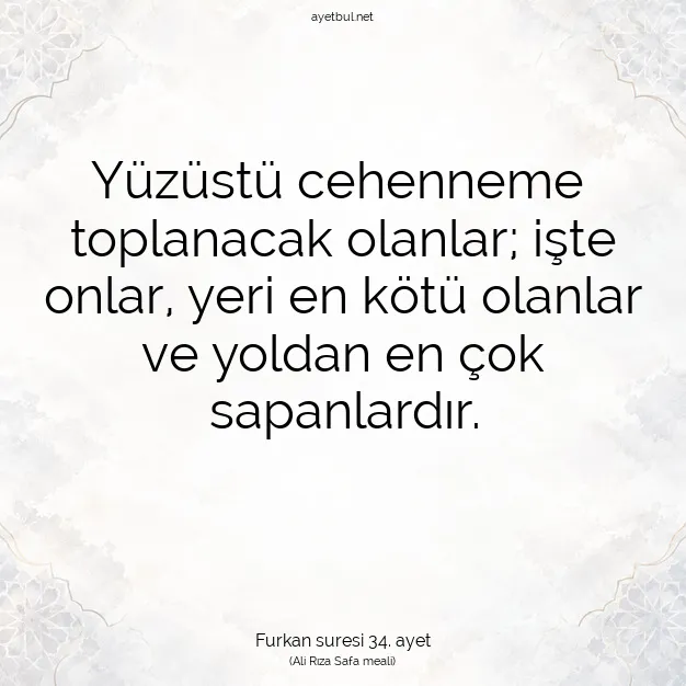 Ayetbul | Kuran Mealleri | Quran | Furkan suresi 34. ayet