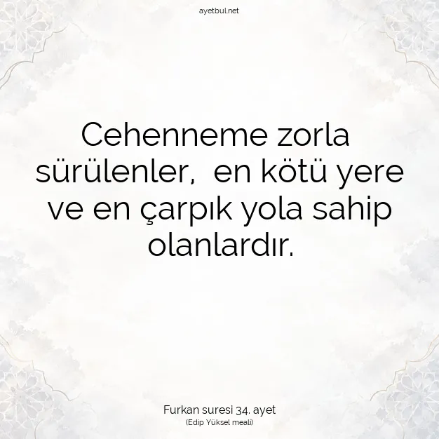 Ayetbul | Kuran Mealleri | Quran | Furkan suresi 34. ayet