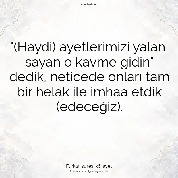 Ayetbul | Kuran Mealleri | Quran | Furkan suresi 36. ayet