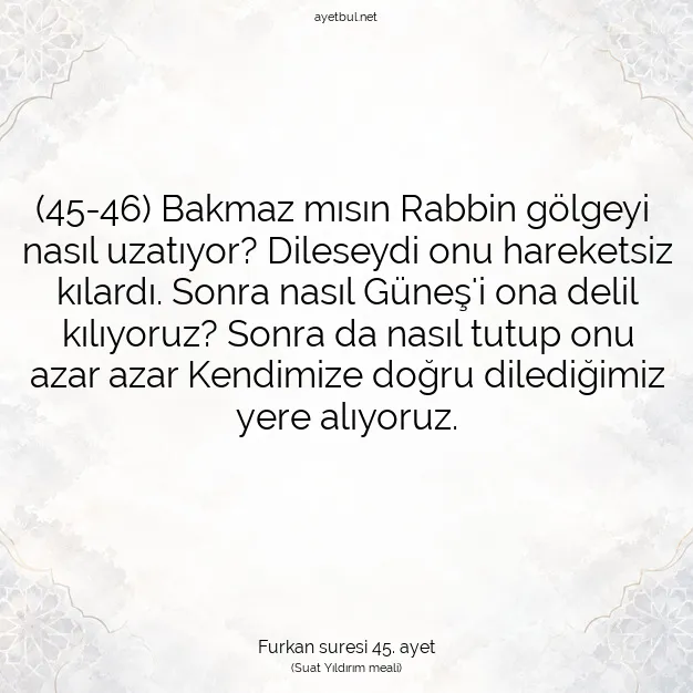 Ayetbul | Kuran Mealleri | Quran | Furkan suresi 45. ayet