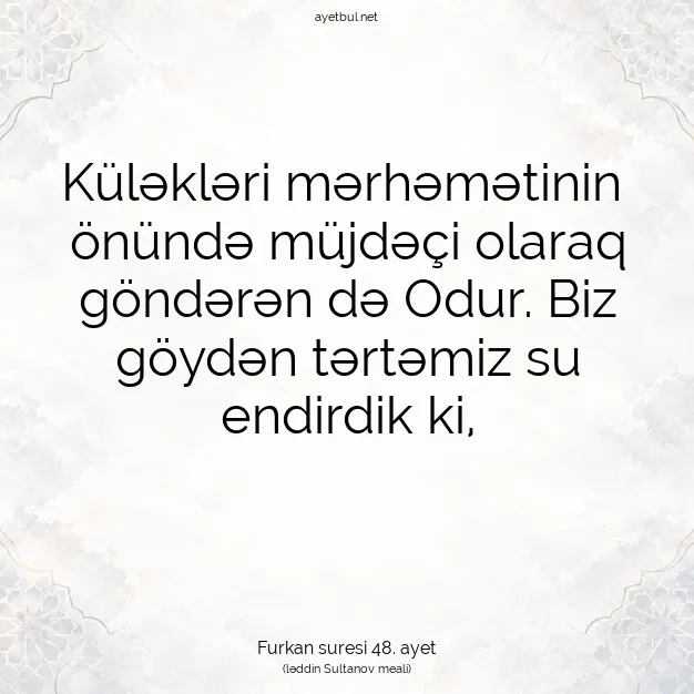 Ayetbul | Kuran Mealleri | Quran | Furkan suresi 48. ayet