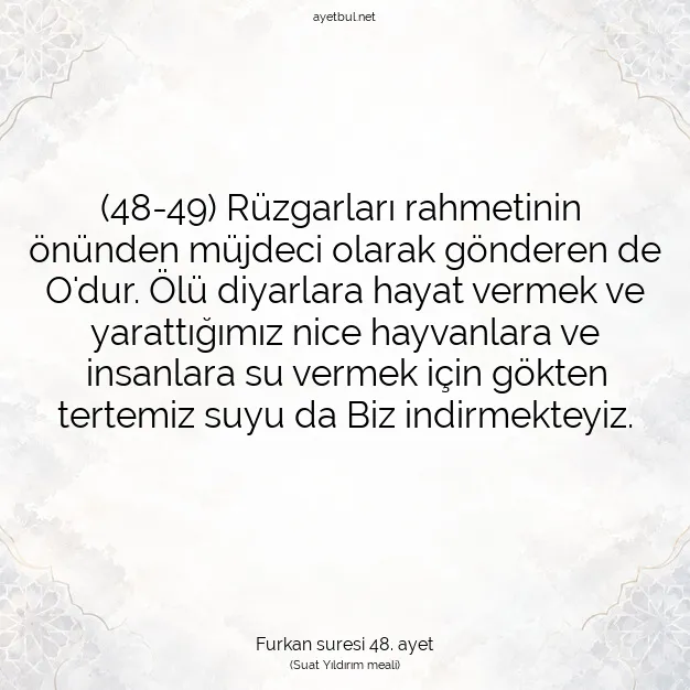 Ayetbul | Kuran Mealleri | Quran | Furkan suresi 48. ayet