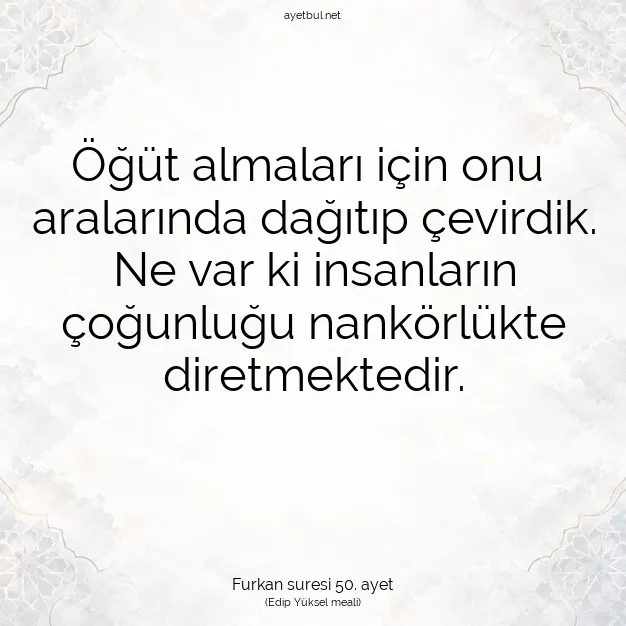 Ayetbul | Kuran Mealleri | Quran | Furkan suresi 50. ayet