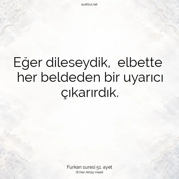 Ayetbul | Kuran Mealleri | Quran | Furkan suresi 51. ayet