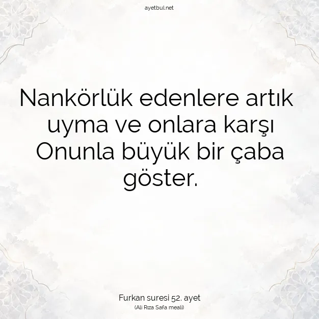 Ayetbul | Kuran Mealleri | Quran | Furkan suresi 52. ayet