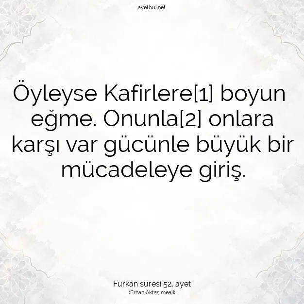 Ayetbul | Kuran Mealleri | Quran | Furkan suresi 52. ayet