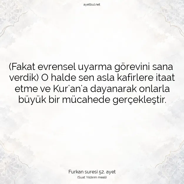 Ayetbul | Kuran Mealleri | Quran | Furkan suresi 52. ayet