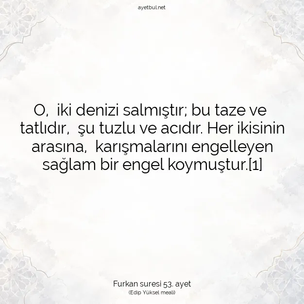Ayetbul | Kuran Mealleri | Quran | Furkan suresi 53. ayet