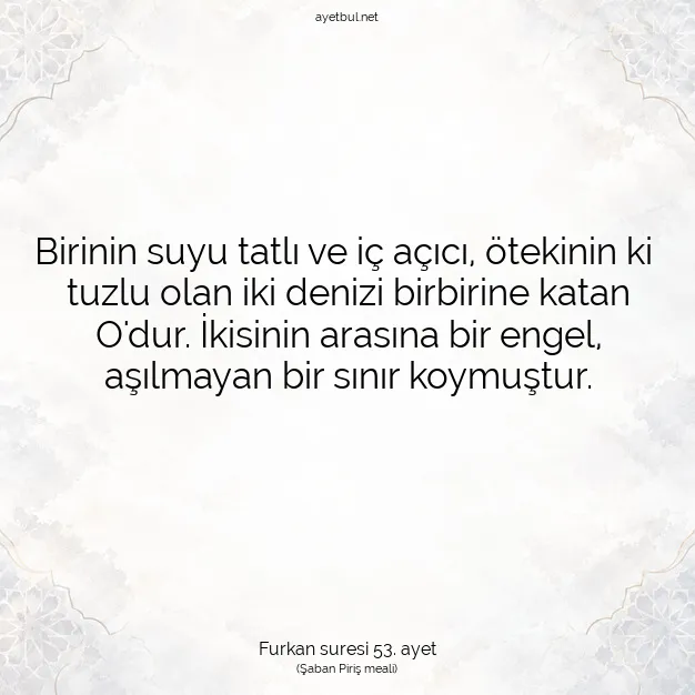 Ayetbul | Kuran Mealleri | Quran | Furkan suresi 53. ayet