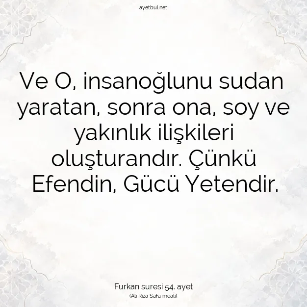 Ayetbul | Kuran Mealleri | Quran | Furkan suresi 54. ayet