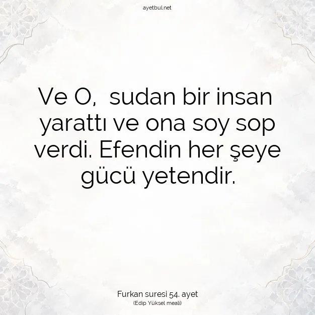 Ayetbul | Kuran Mealleri | Quran | Furkan suresi 54. ayet