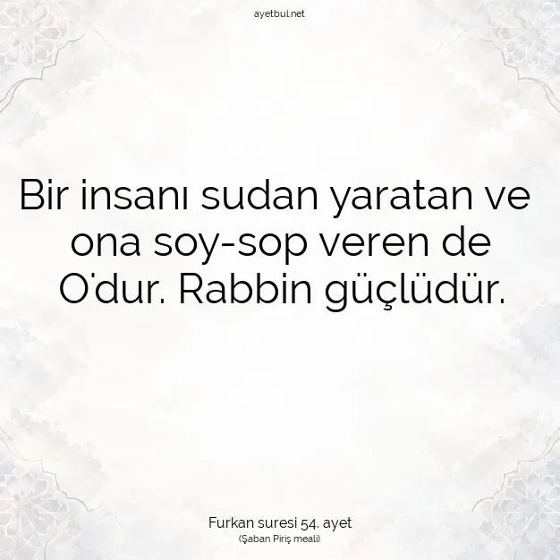 Ayetbul | Kuran Mealleri | Quran | Furkan suresi 54. ayet