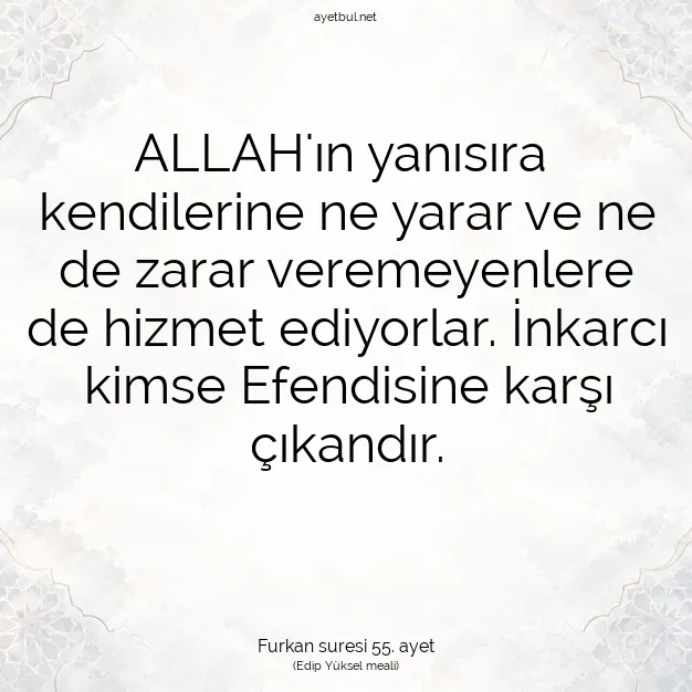 Ayetbul | Kuran Mealleri | Quran | Furkan suresi 55. ayet